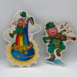 2 Die Cut Vintage St Patricks Day Wall/Hanging Decorations By Trend Double Sided